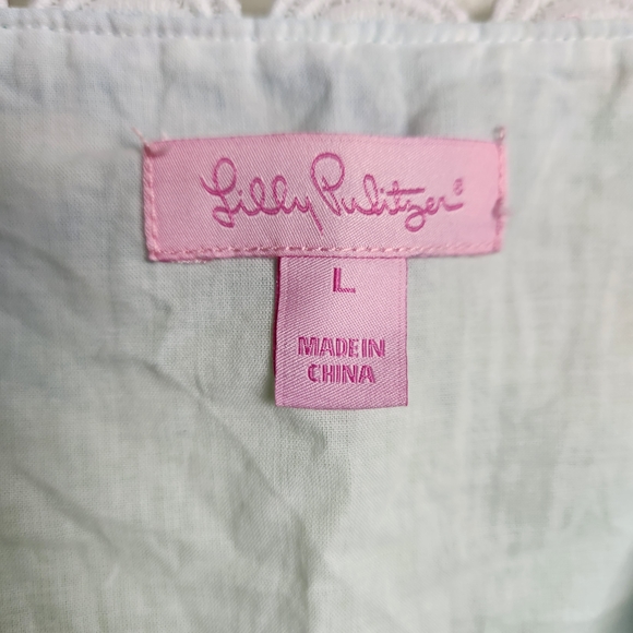 Lilly Pulitzer Sherman Linen Tunic Dress In Gator Alley Size L Blue Green Leaf‎ - Picture 6 of 6